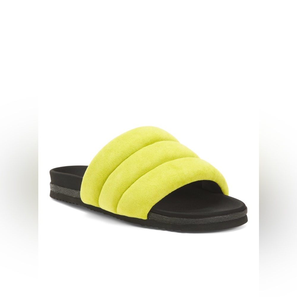 BRAND NEW WITH TAGS ROAM Lime Yellow Slide Sandals. Size 12.
